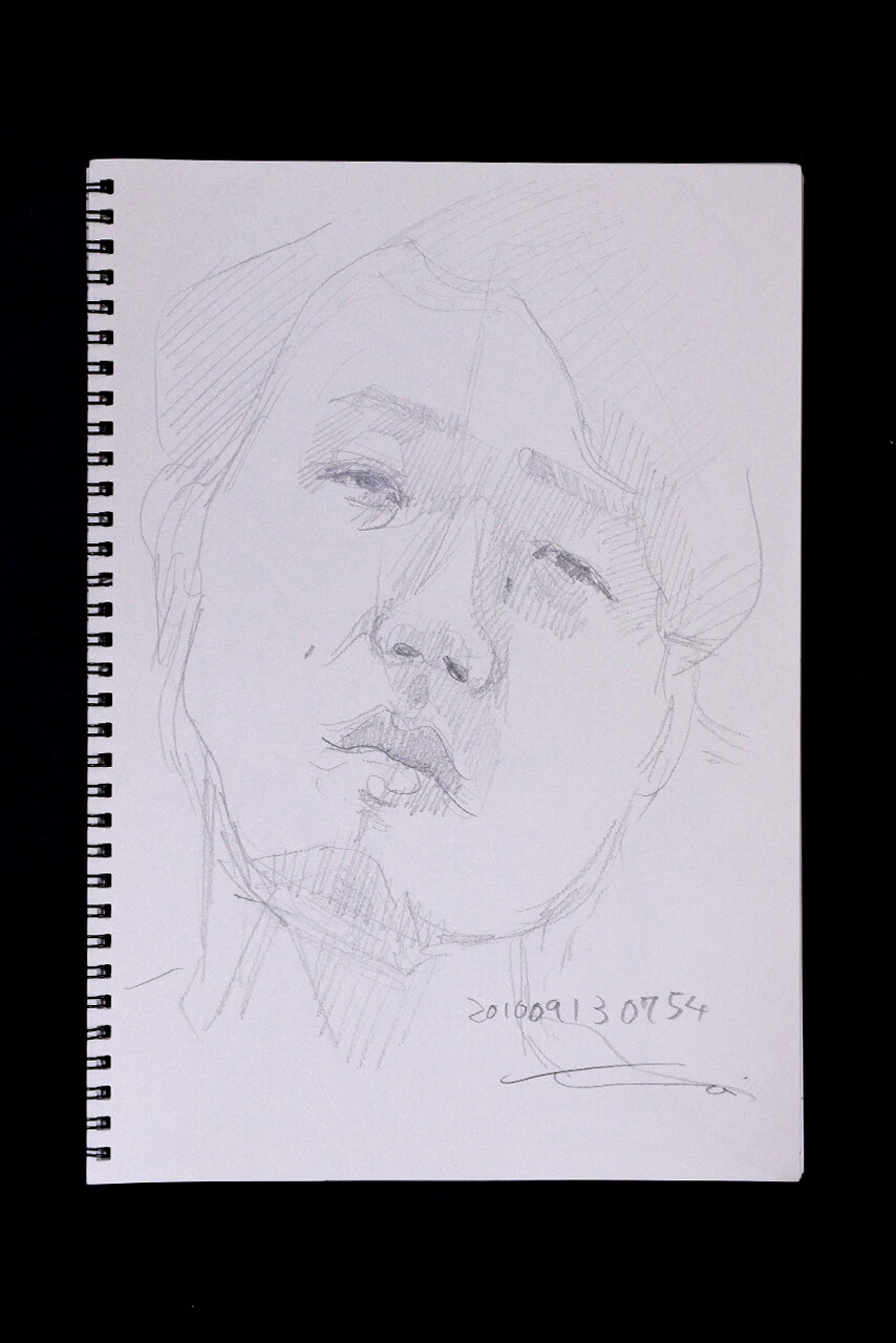 Contemporary artist SHINTAKU Tomoni's 2010/9/13 Self-portrait or pencil drawing