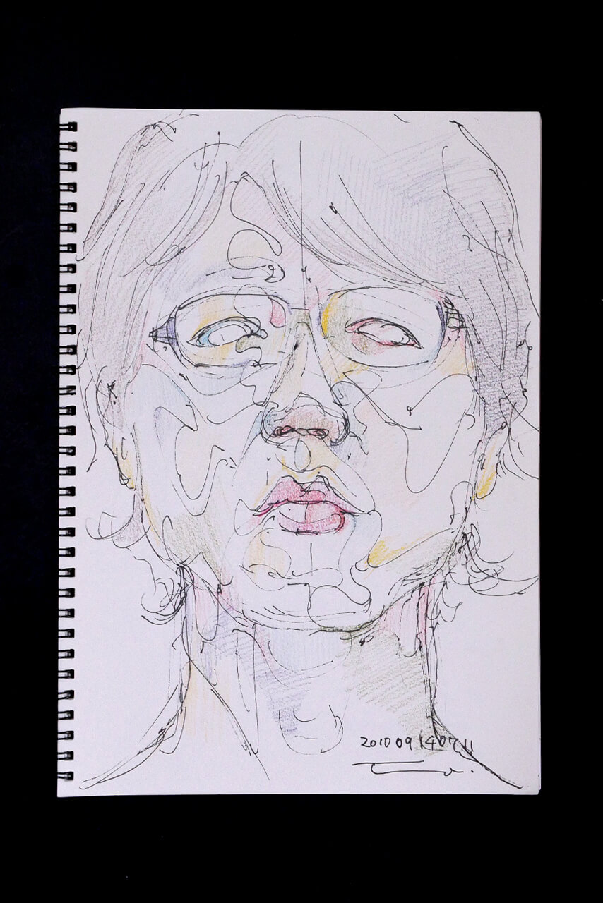 Contemporary artist SHINTAKU Tomoni's 2010/9/14 Self-portrait or pencil drawing