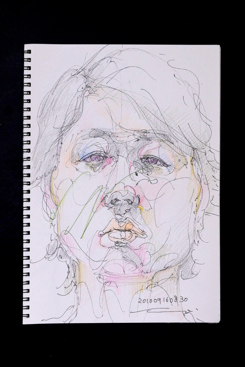 Contemporary artist SHINTAKU Tomoni's 2010/9/16 Self-portrait or pencil drawing