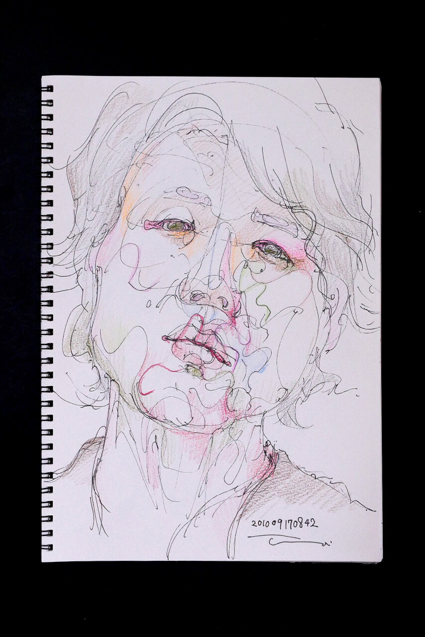 Contemporary artist SHINTAKU Tomoni's 2010/9/17 Self-portrait or pencil drawing