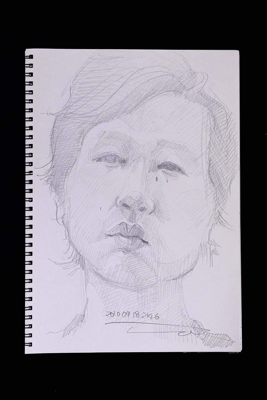 Contemporary artist SHINTAKU Tomoni's 2010/9/18 Self-portrait or pencil drawing