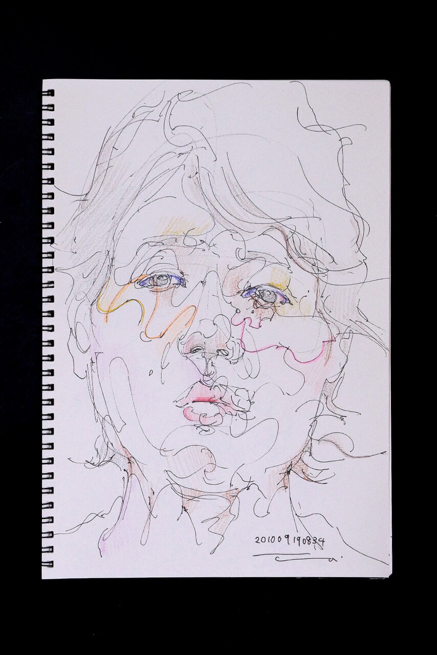 Contemporary artist SHINTAKU Tomoni's 2010/9/19 Self-portrait or pencil drawing