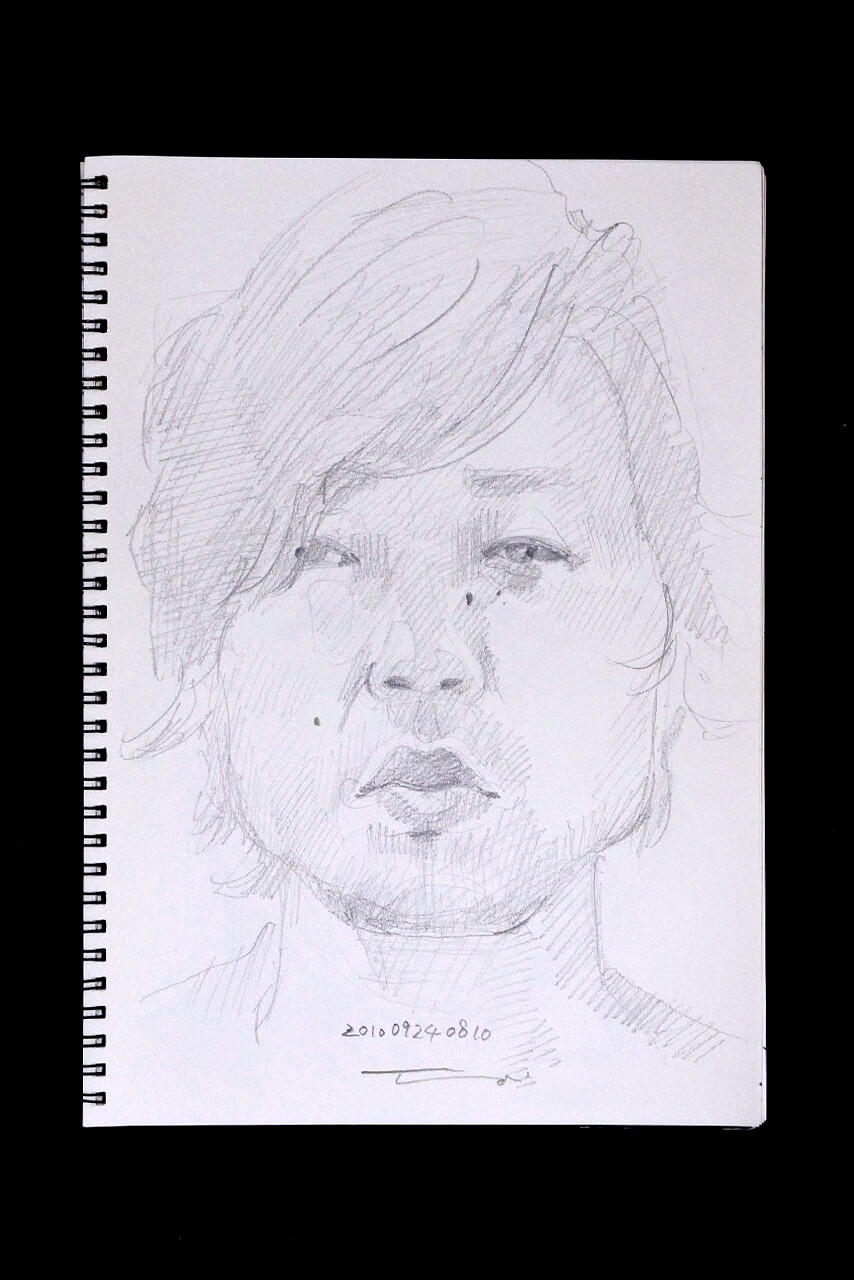 Contemporary artist SHINTAKU Tomoni's 2010/9/24 Self-portrait or pencil drawing