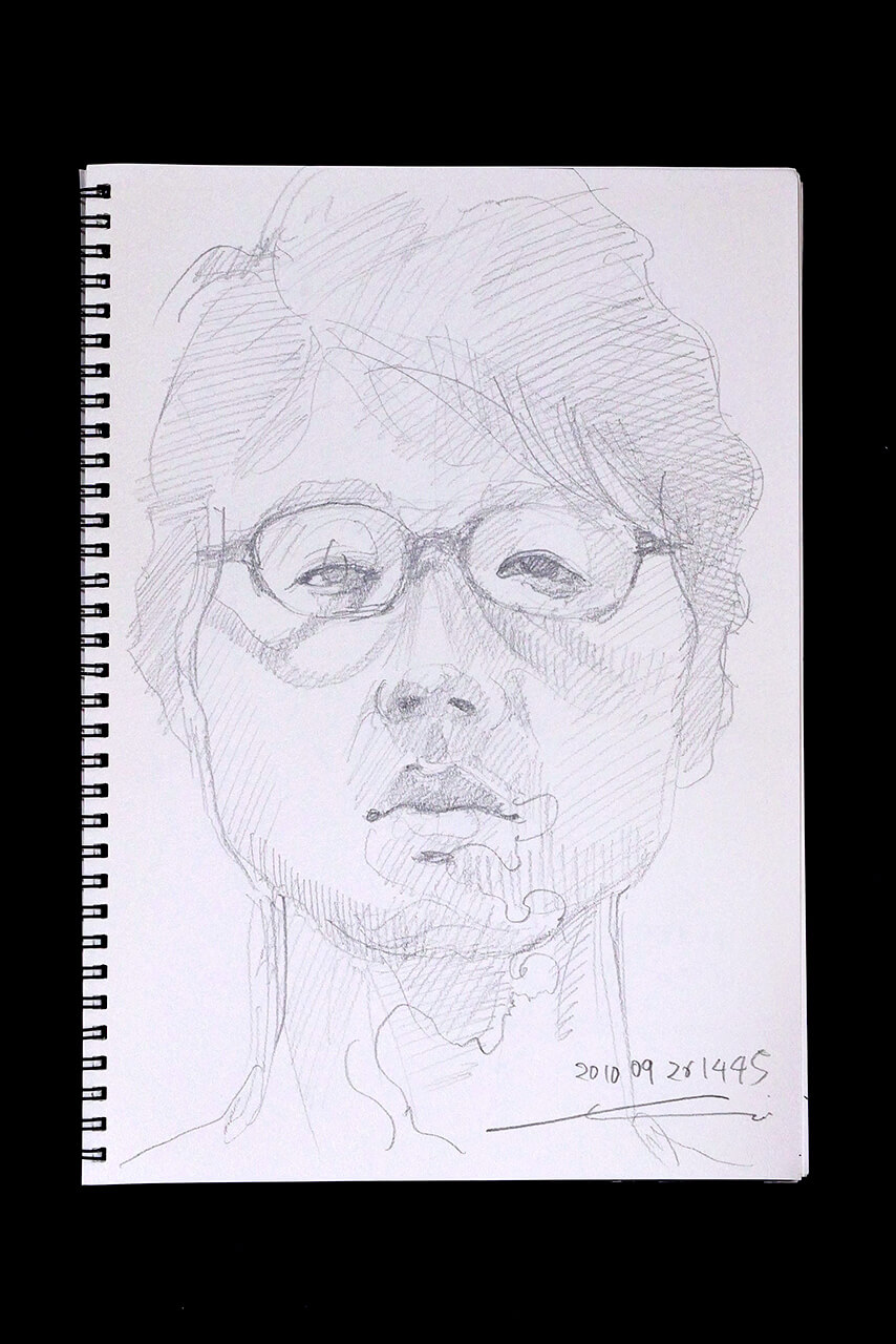 Contemporary artist SHINTAKU Tomoni's 2010/9/26 Self-portrait or pencil drawing