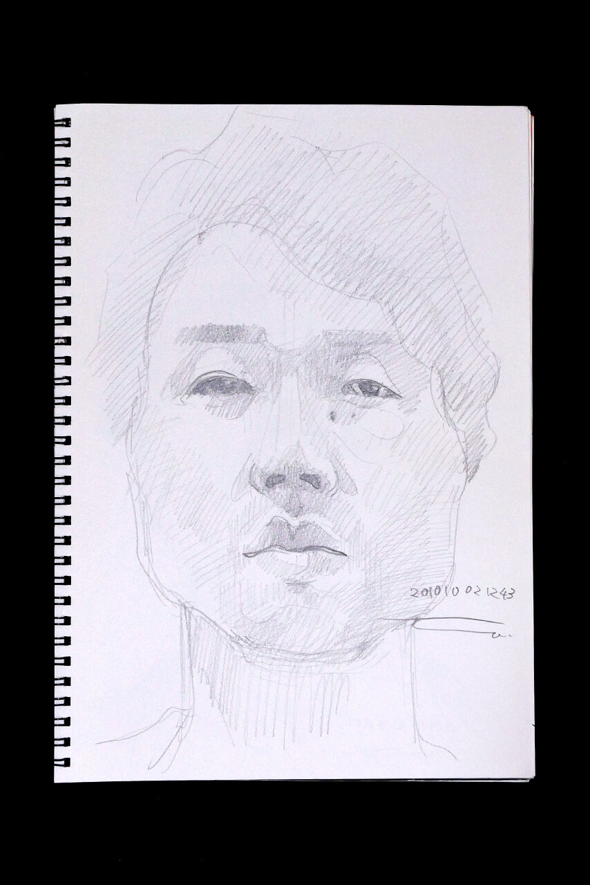 Contemporary artist SHINTAKU Tomoni's 2010/10/2 Self-portrait or pencil drawing
