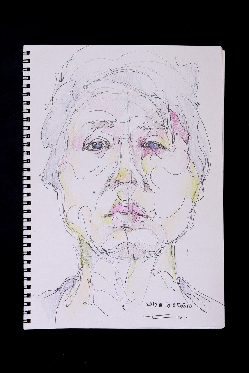 Contemporary artist SHINTAKU Tomoni's 2010/10/5 Self-portrait or pencil drawing