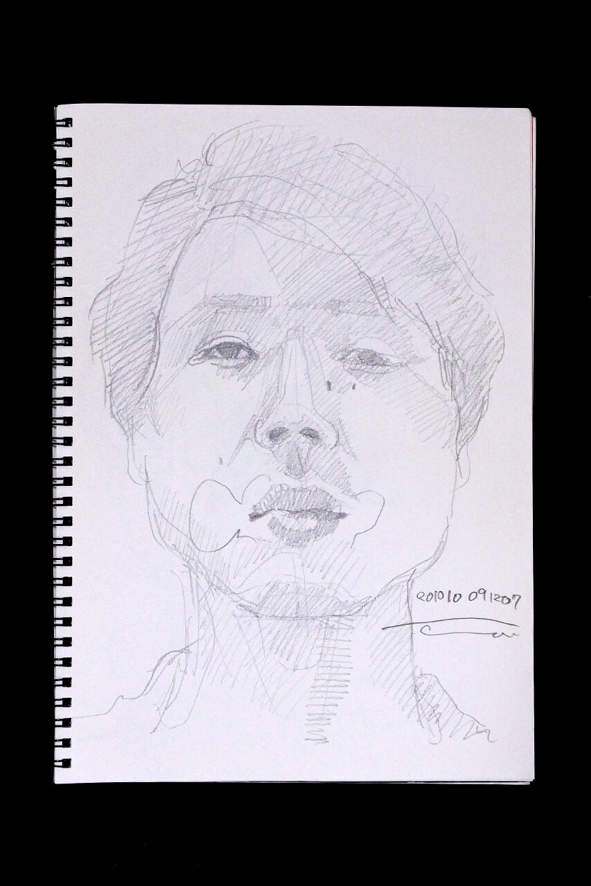 Contemporary artist SHINTAKU Tomoni's 2010/10/9 Self-portrait or pencil drawing