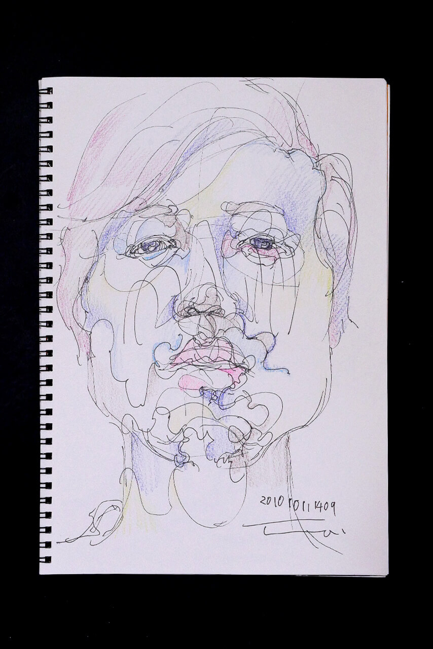 Contemporary artist SHINTAKU Tomoni's 2010/10/11 Self-portrait or pencil drawing