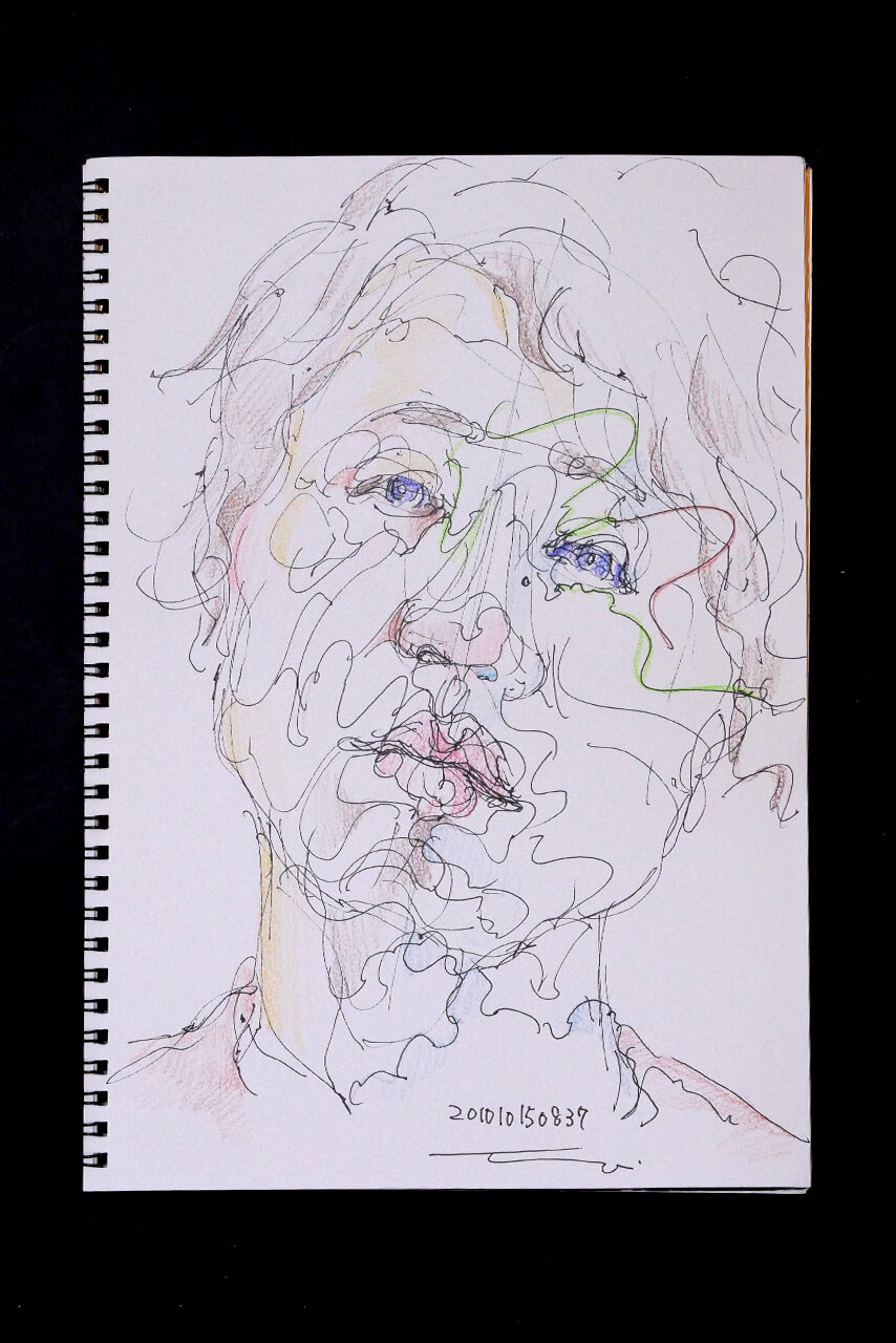 Contemporary artist SHINTAKU Tomoni's 2010/10/15 Self-portrait or pencil drawing