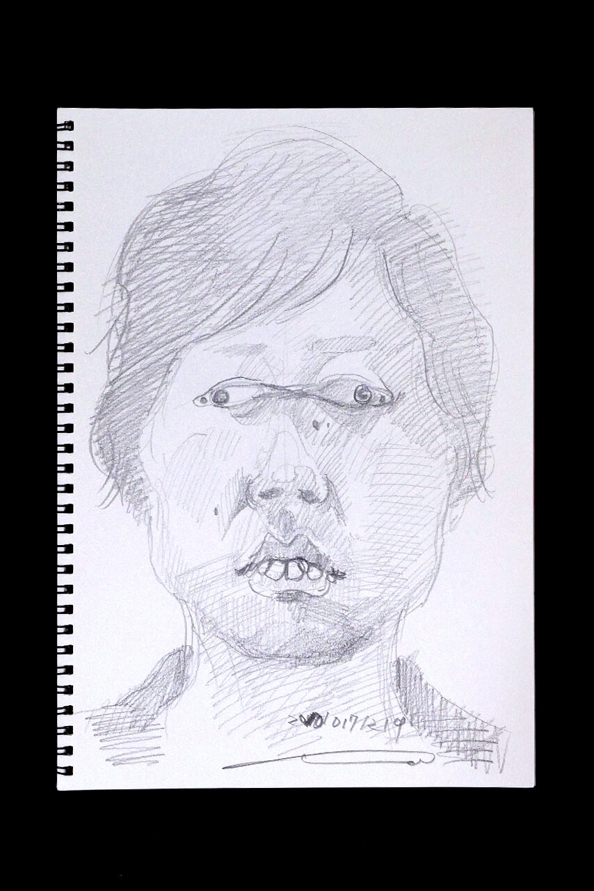 Contemporary artist SHINTAKU Tomoni's 2010/10/17 Self-portrait or pencil drawing