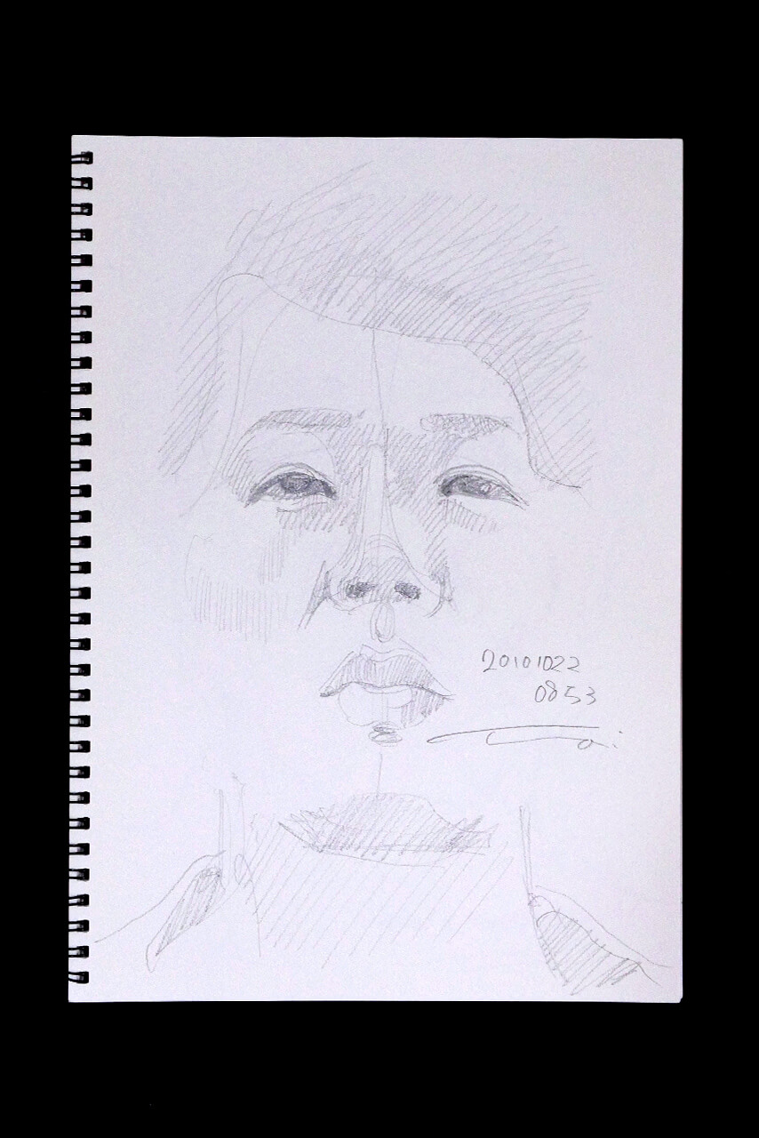 Contemporary artist SHINTAKU Tomoni's 2010/10/22 Self-portrait or pencil drawing