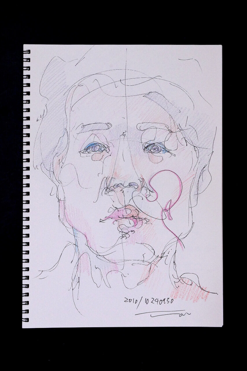 Contemporary artist SHINTAKU Tomoni's 2010/10/24 Self-portrait or pencil drawing