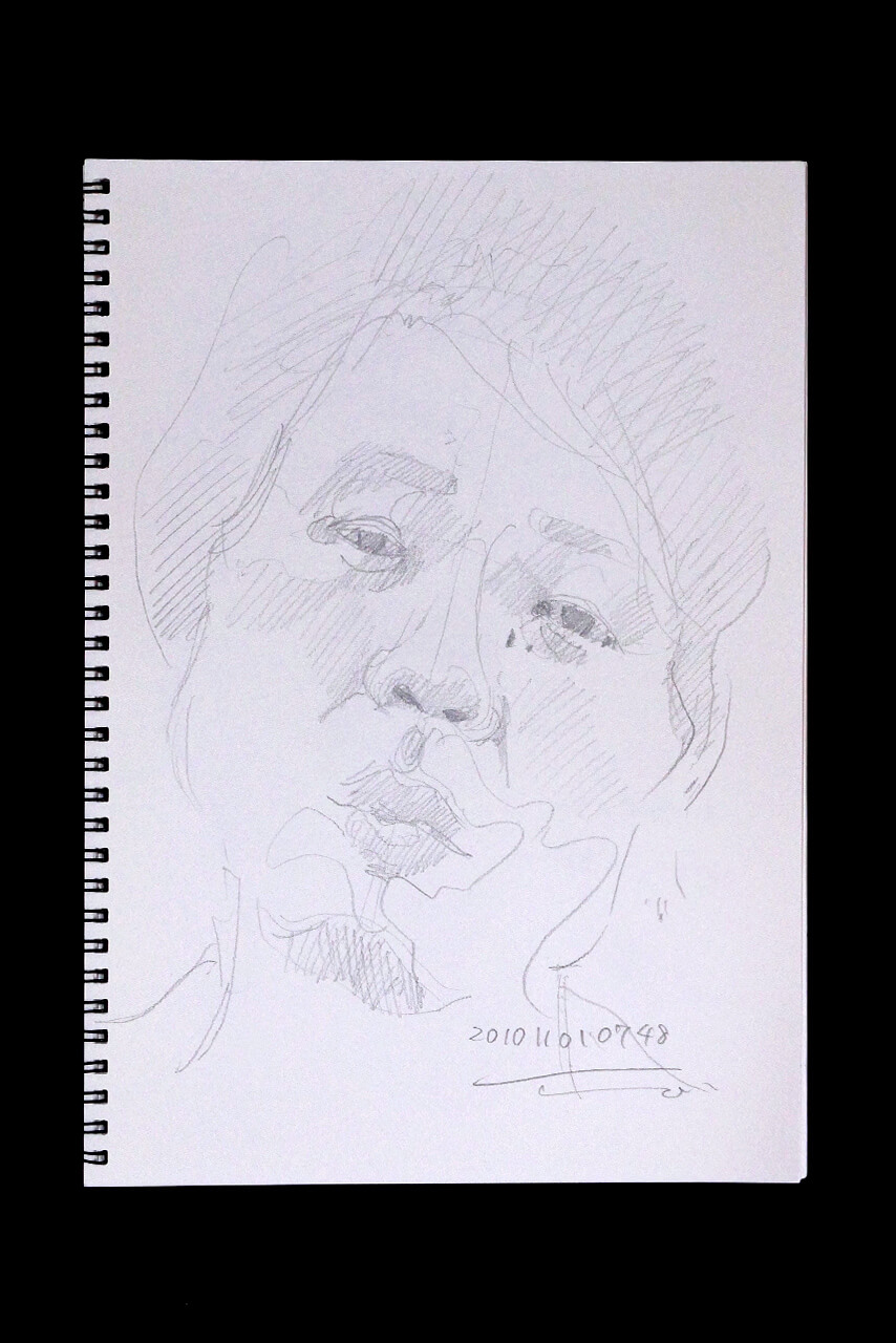 Contemporary artist SHINTAKU Tomoni's 2010/11/1 Self-portrait or pencil drawing