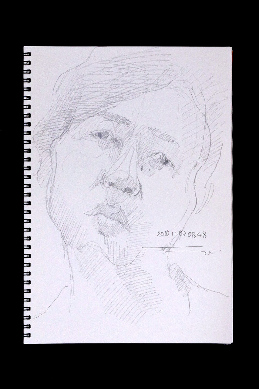 Contemporary artist SHINTAKU Tomoni's 2010/11/2 Self-portrait or pencil drawing