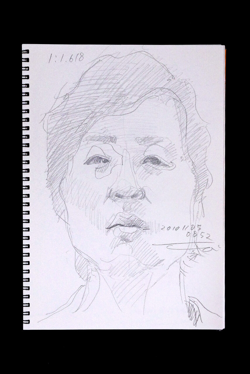 Contemporary artist SHINTAKU Tomoni's 2010/11/5 Self-portrait or pencil drawing