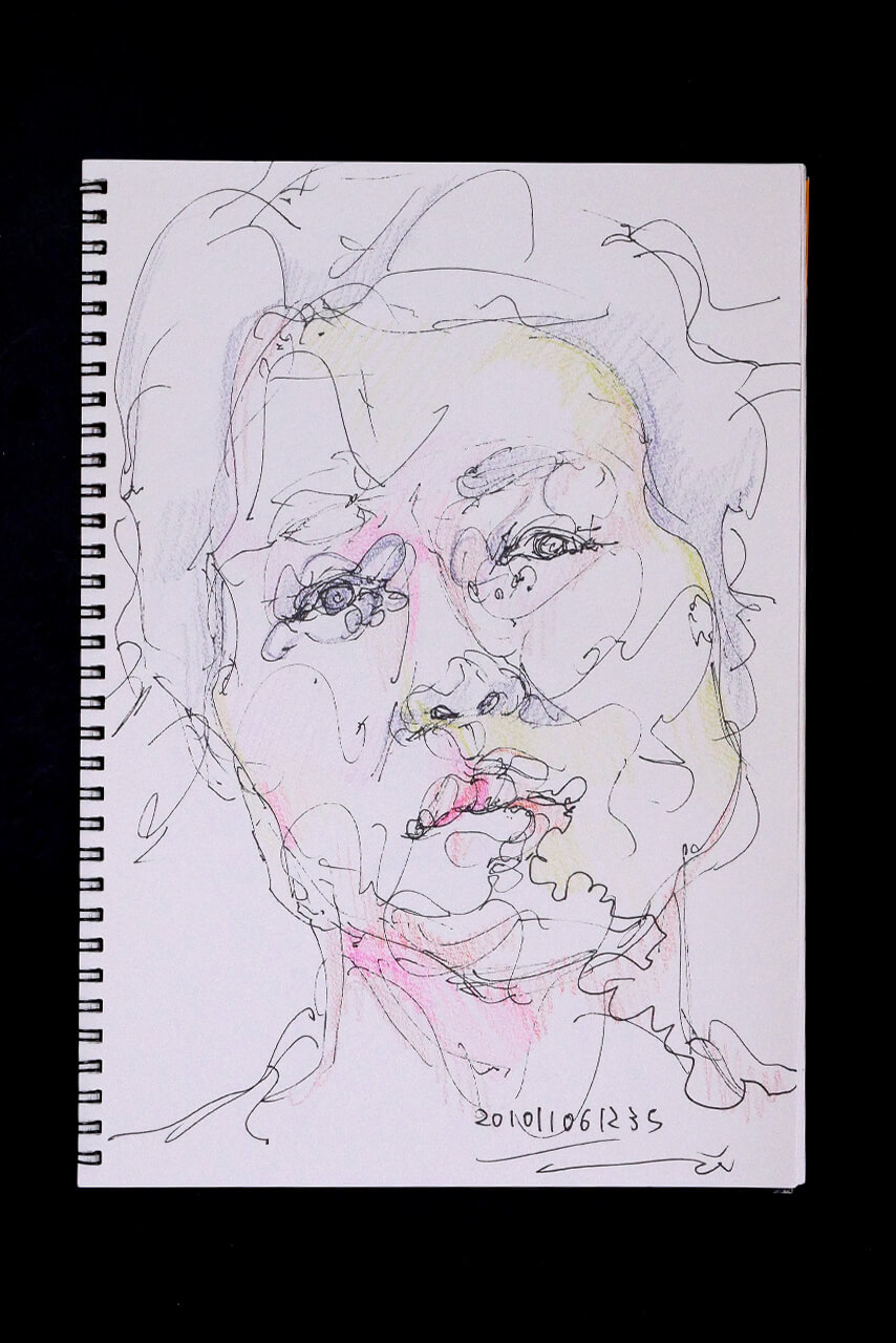 Contemporary artist SHINTAKU Tomoni's 2010/11/6 Self-portrait or pencil drawing