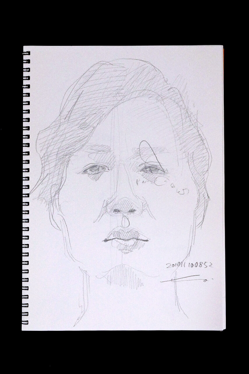Contemporary artist SHINTAKU Tomoni's 2010/11/10 Self-portrait or pencil drawing