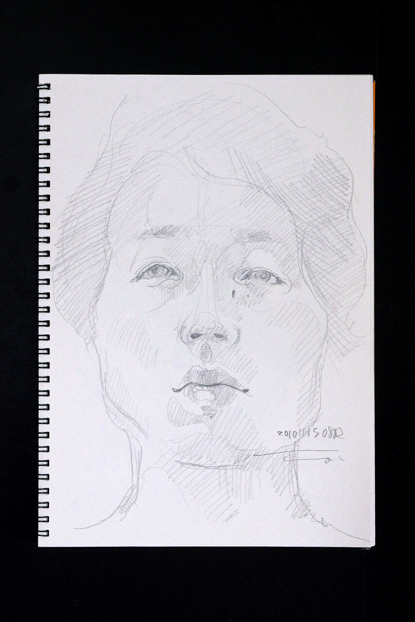 Contemporary artist SHINTAKU Tomoni's 2010/11/15 Self-portrait or pencil drawing