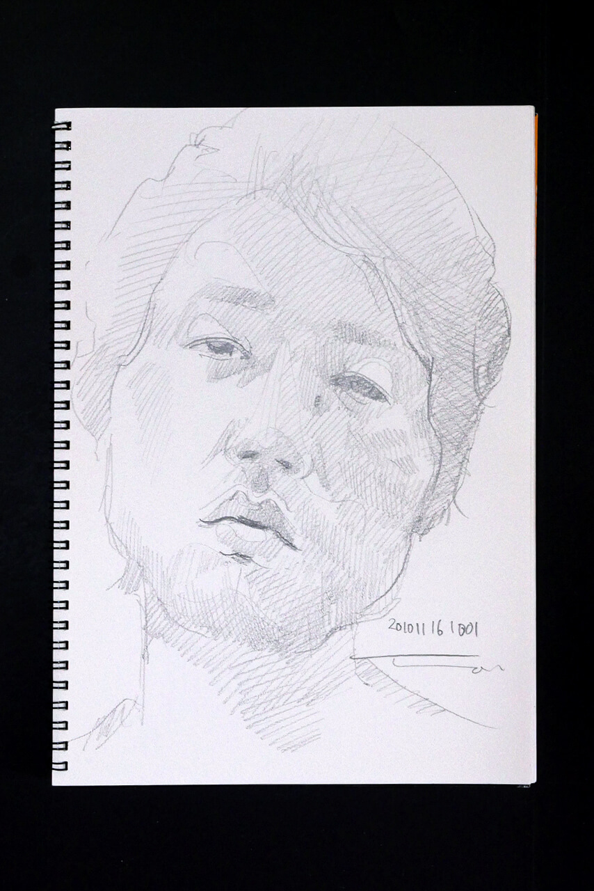 Contemporary artist SHINTAKU Tomoni's 2010/11/16 Self-portrait or pencil drawing