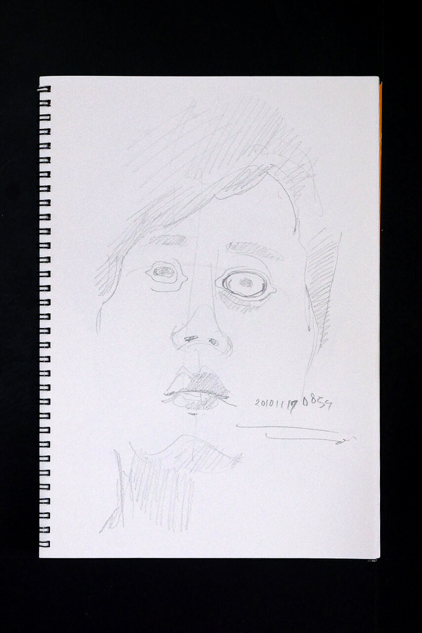 Contemporary artist SHINTAKU Tomoni's 2010/11/17 Self-portrait or pencil drawing