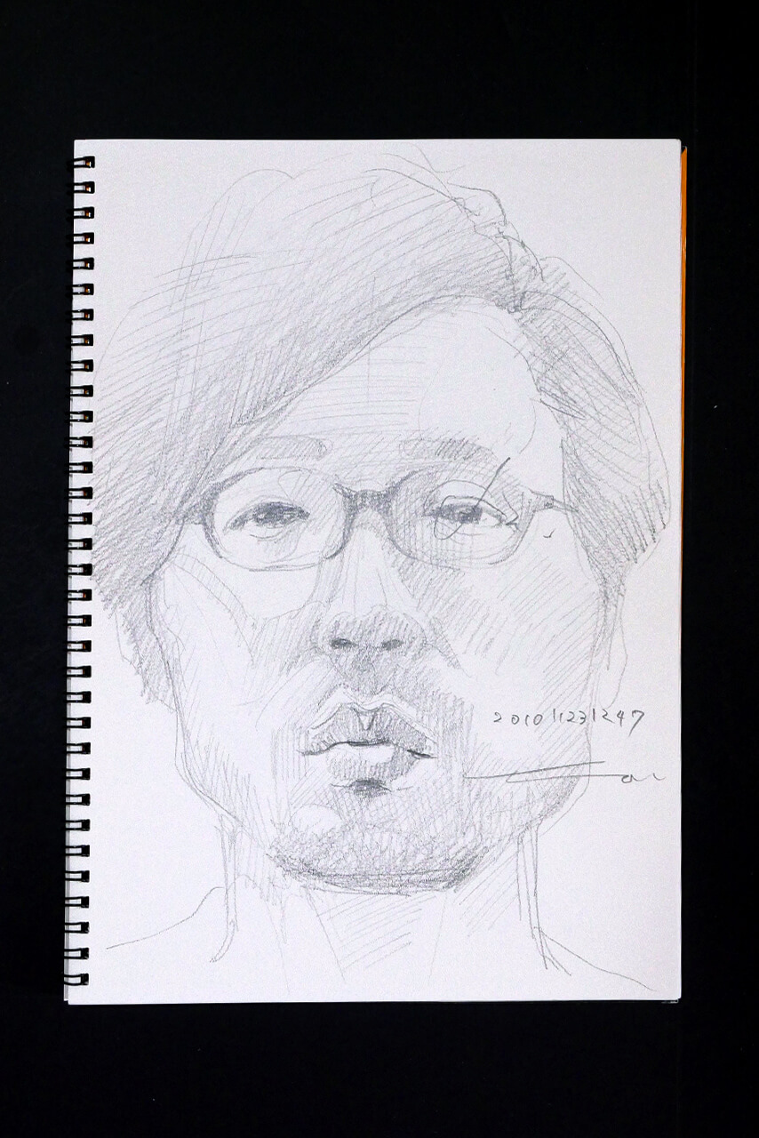 Contemporary artist SHINTAKU Tomoni's 2010/11/23 Self-portrait or pencil drawing
