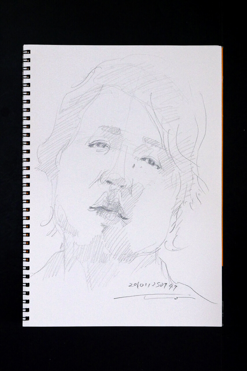 Contemporary artist SHINTAKU Tomoni's 2010/11/25 Self-portrait or pencil drawing