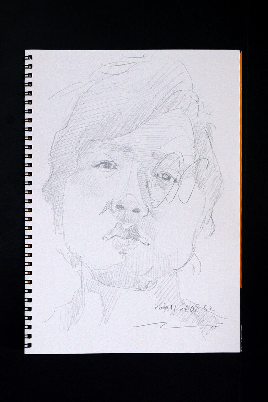 Contemporary artist SHINTAKU Tomoni's 2010/11/26 Self-portrait or pencil drawing