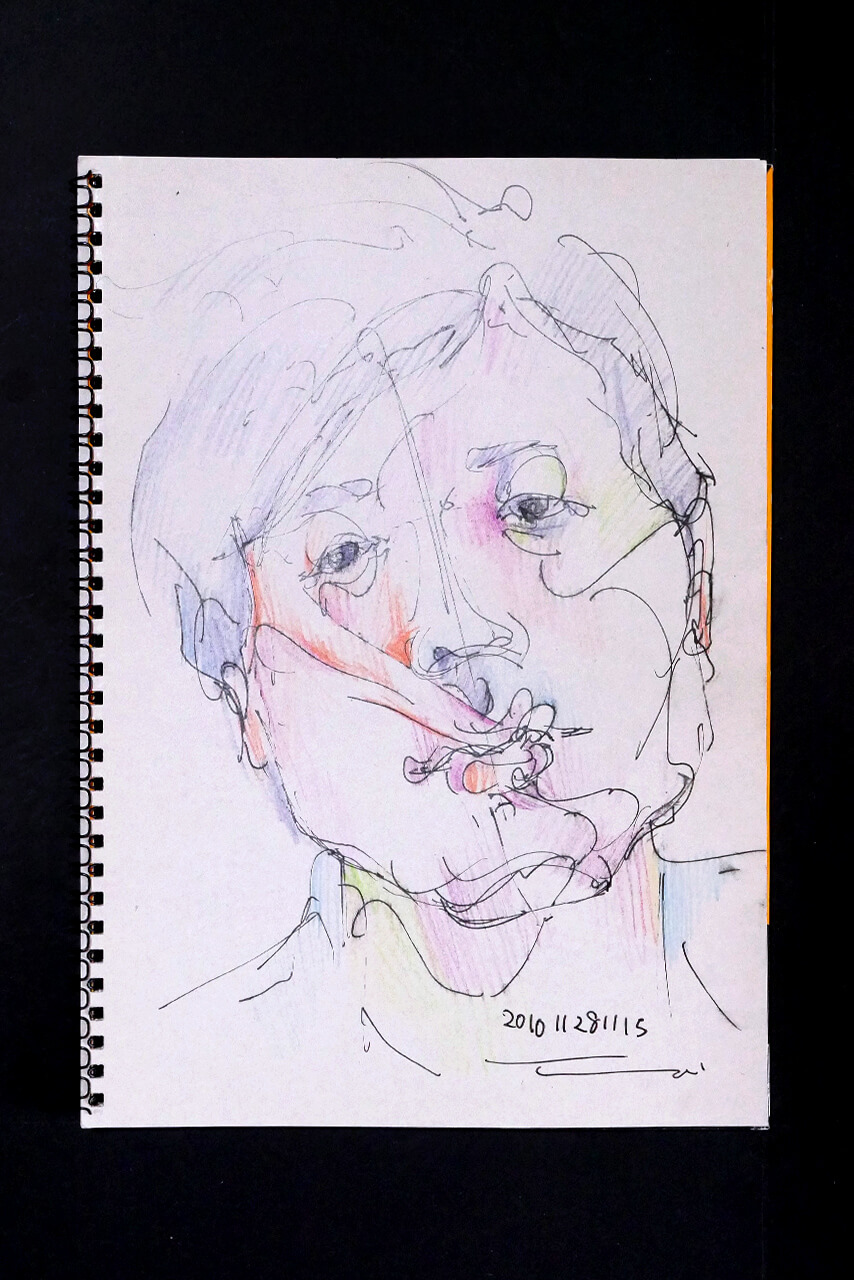 Contemporary artist SHINTAKU Tomoni's 2010/11/28 Self-portrait or pencil drawing