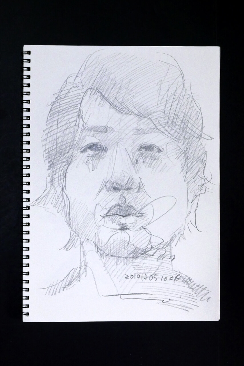 Contemporary artist SHINTAKU Tomoni's 2010/12/5 Self-portrait or pencil drawing