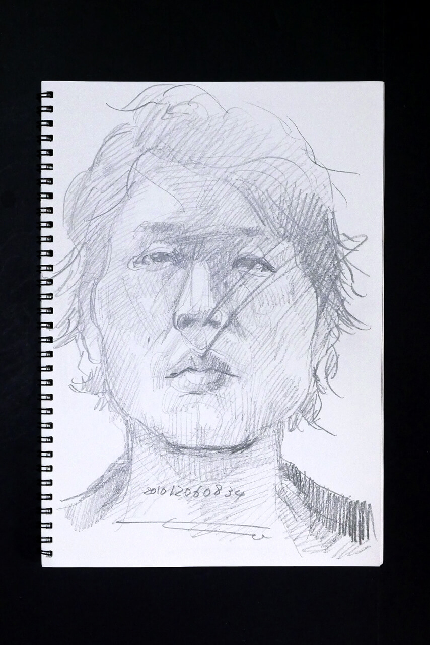 Contemporary artist SHINTAKU Tomoni's 2010/12/6 Self-portrait or pencil drawing