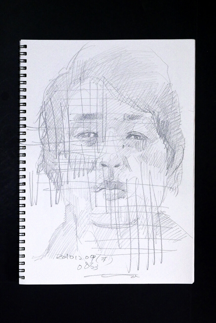 Contemporary artist SHINTAKU Tomoni's 2010/12/9 Self-portrait or pencil drawing