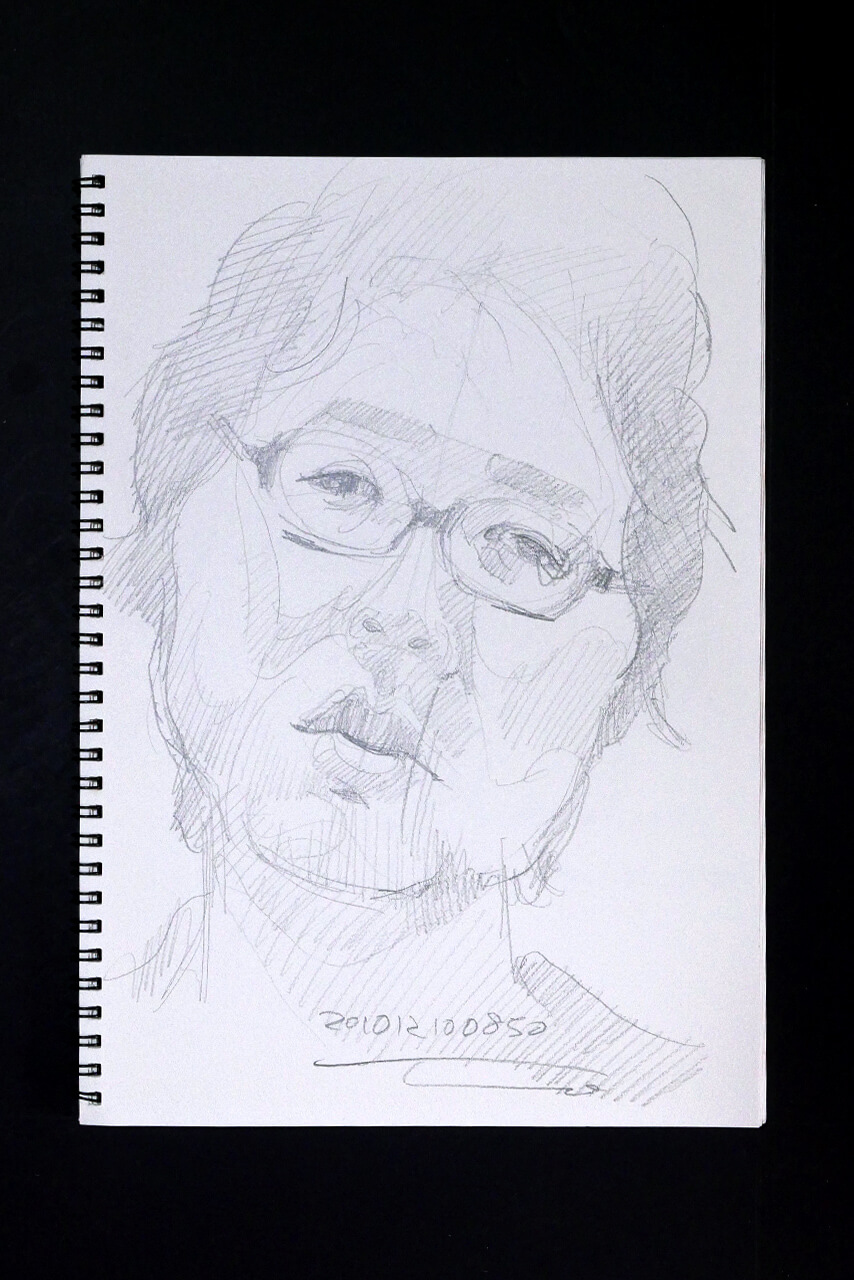 Contemporary artist SHINTAKU Tomoni's 2010/12/10 Self-portrait or pencil drawing