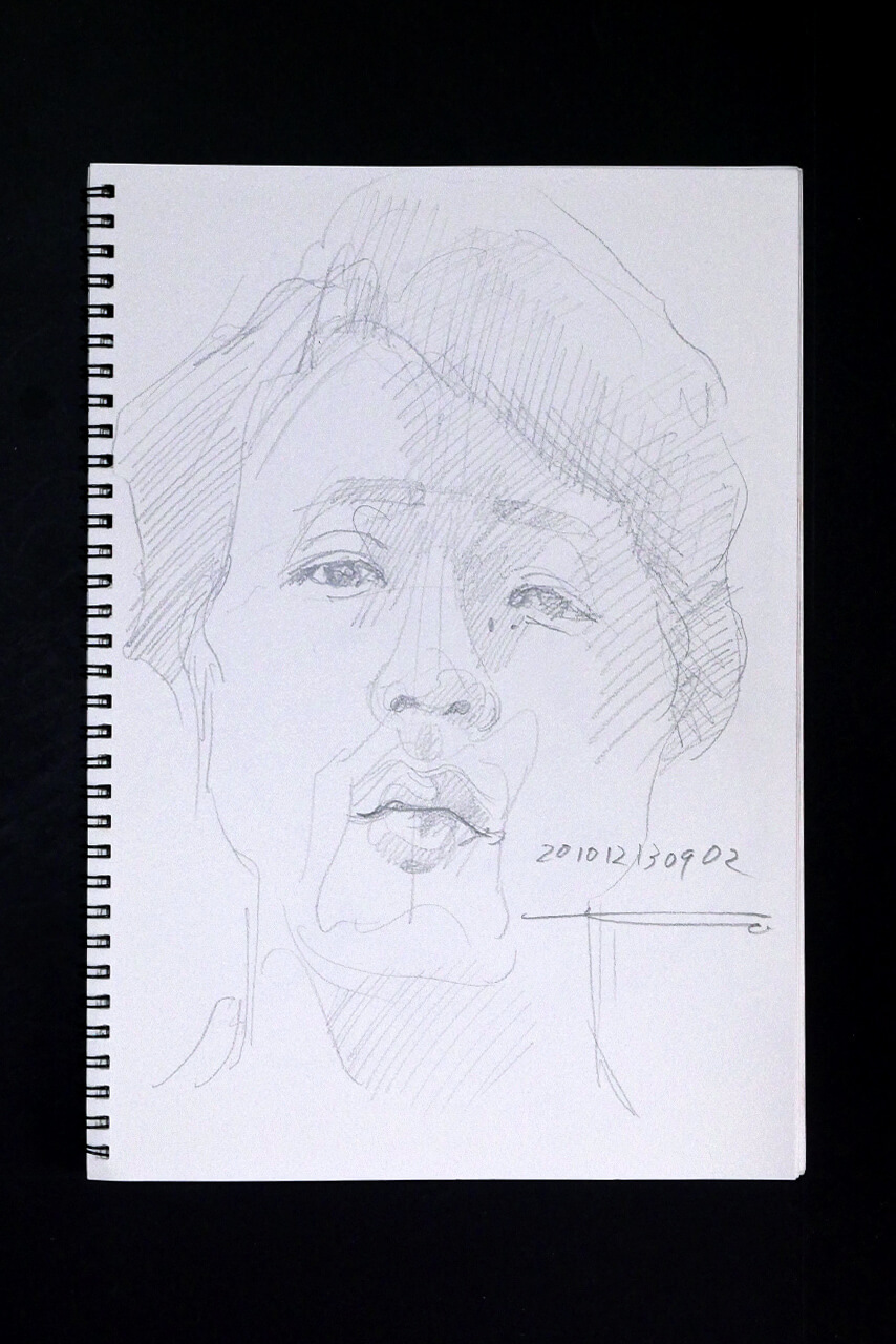 Contemporary artist SHINTAKU Tomoni's 2010/12/13 Self-portrait or pencil drawing