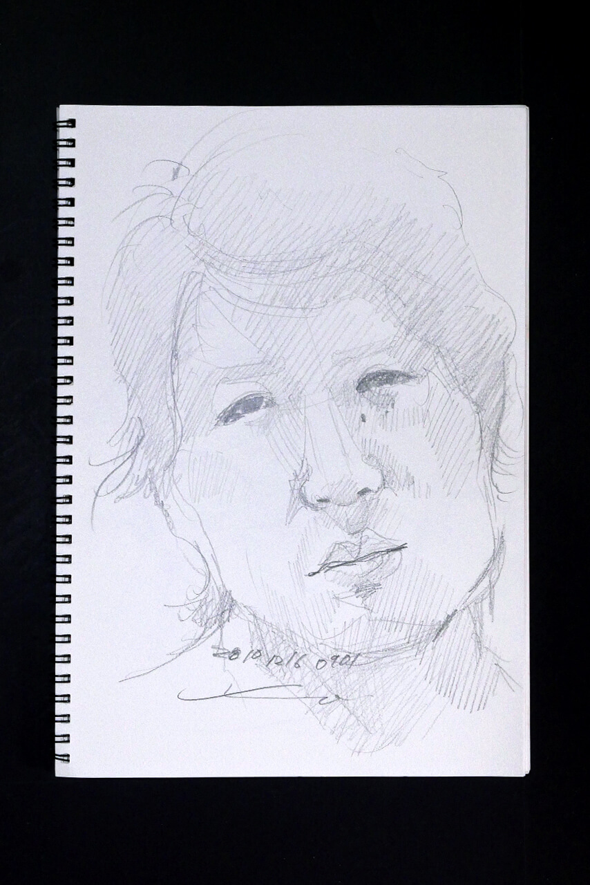 Contemporary artist SHINTAKU Tomoni's 2010/12/16 Self-portrait or pencil drawing
