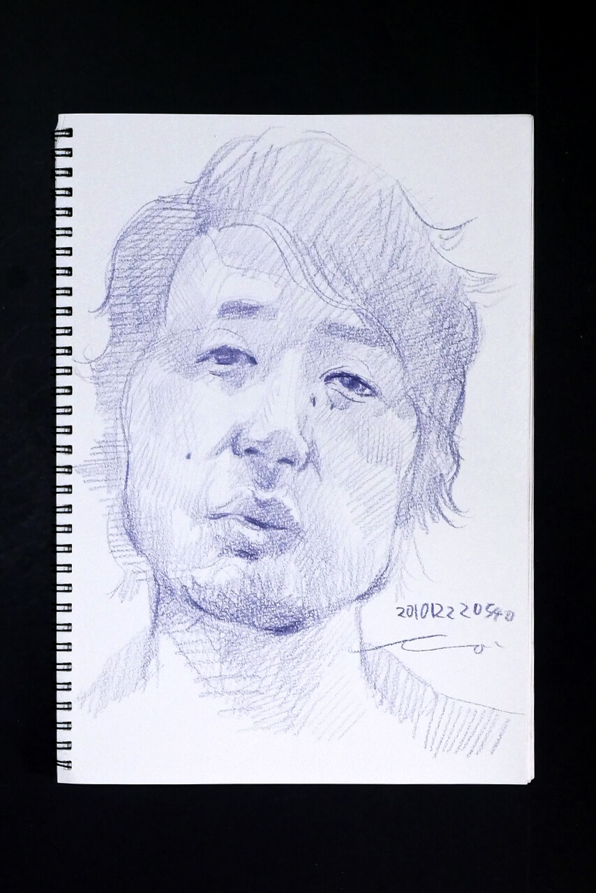 Contemporary artist SHINTAKU Tomoni's 2010/12/22 Self-portrait or pencil drawing