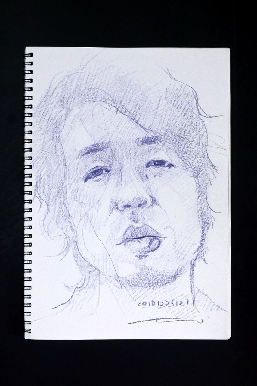 Contemporary artist SHINTAKU Tomoni's 2010/12/26 Self-portrait or pencil drawing