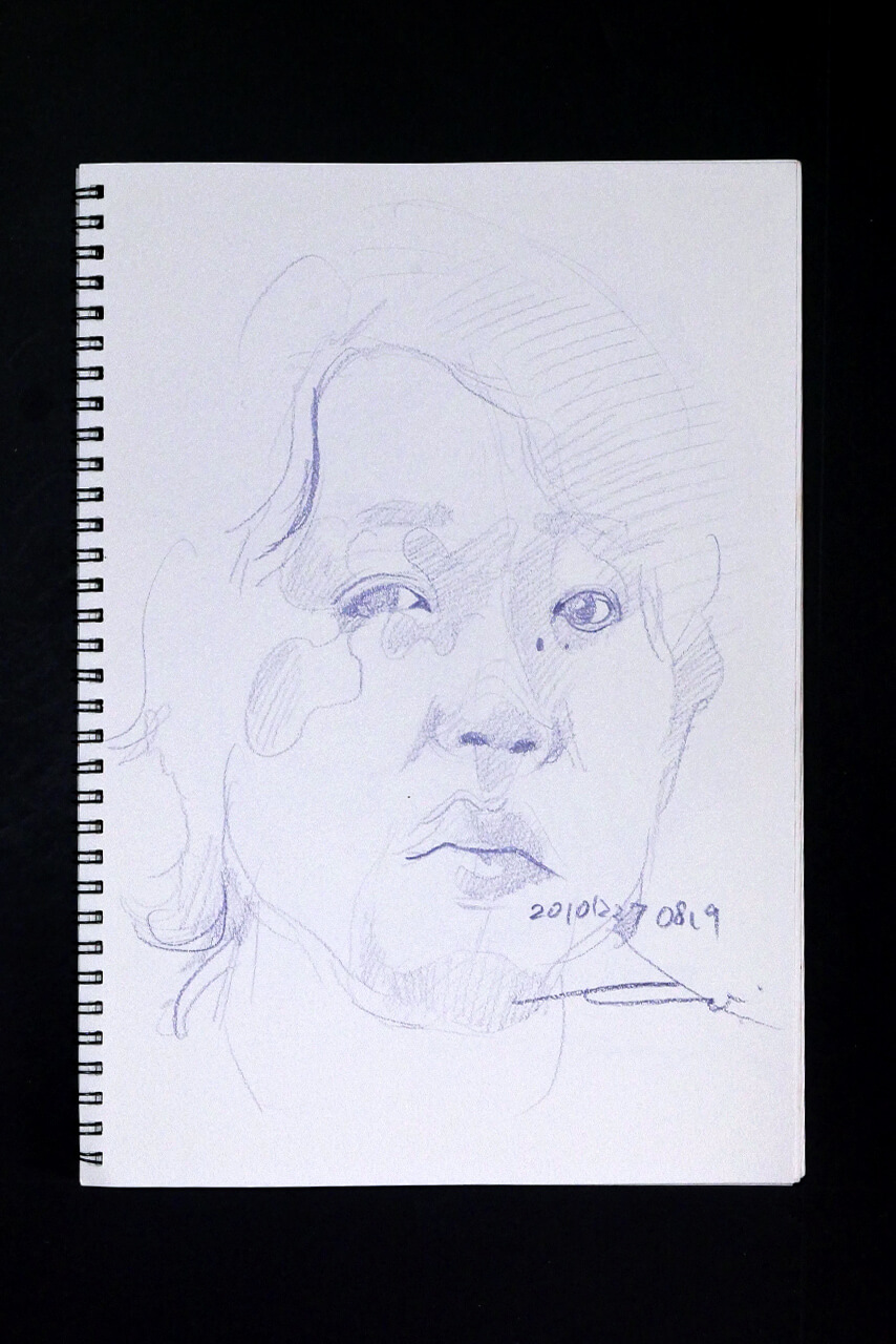 Contemporary artist SHINTAKU Tomoni's 2010/12/27 Self-portrait or pencil drawing