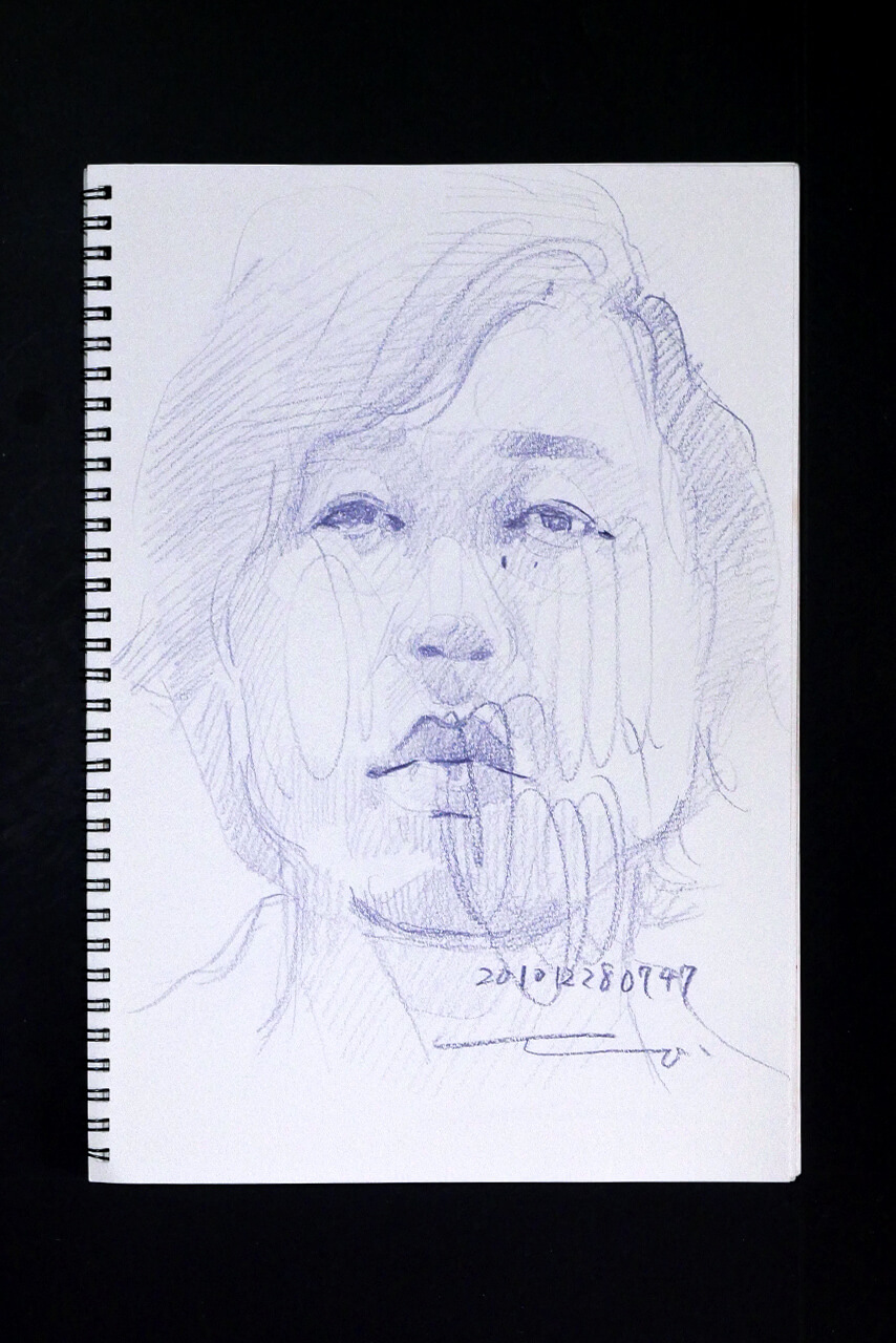 Contemporary artist SHINTAKU Tomoni's 2010/12/28 Self-portrait or pencil drawing