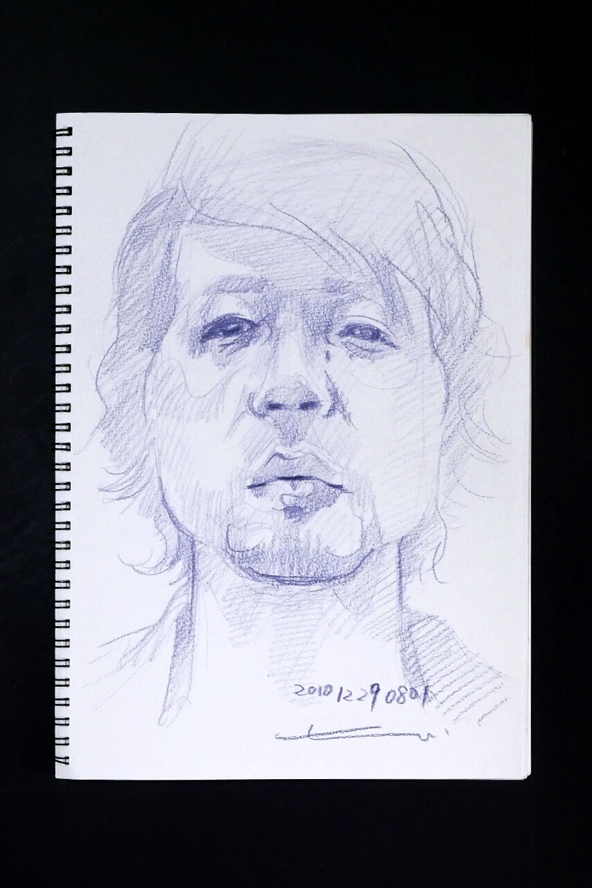 Contemporary artist SHINTAKU Tomoni's 2010/12/29 Self-portrait or pencil drawing