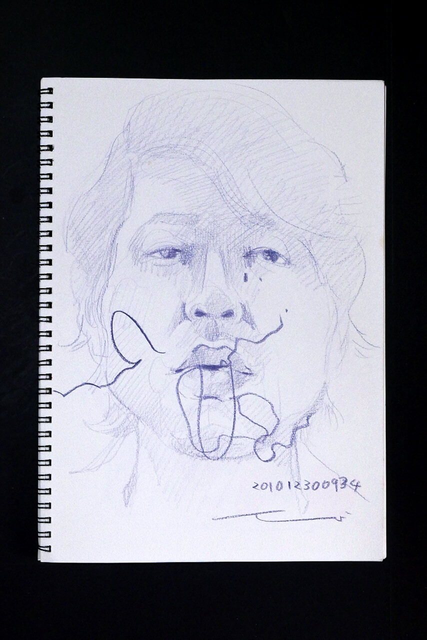 Contemporary artist SHINTAKU Tomoni's 2010/12/30 Self-portrait or pencil drawing