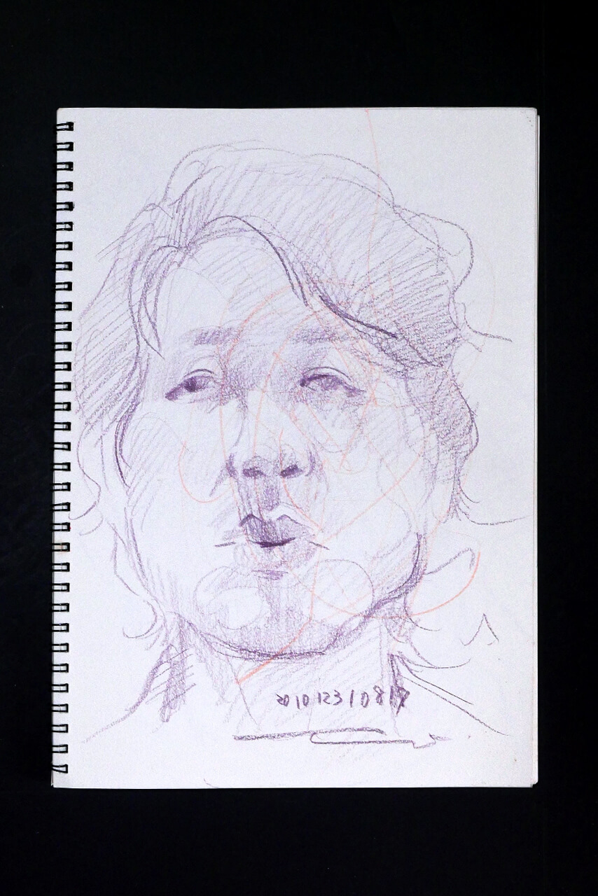 Contemporary artist SHINTAKU Tomoni's 2010/12/31 Self-portrait or pencil drawing