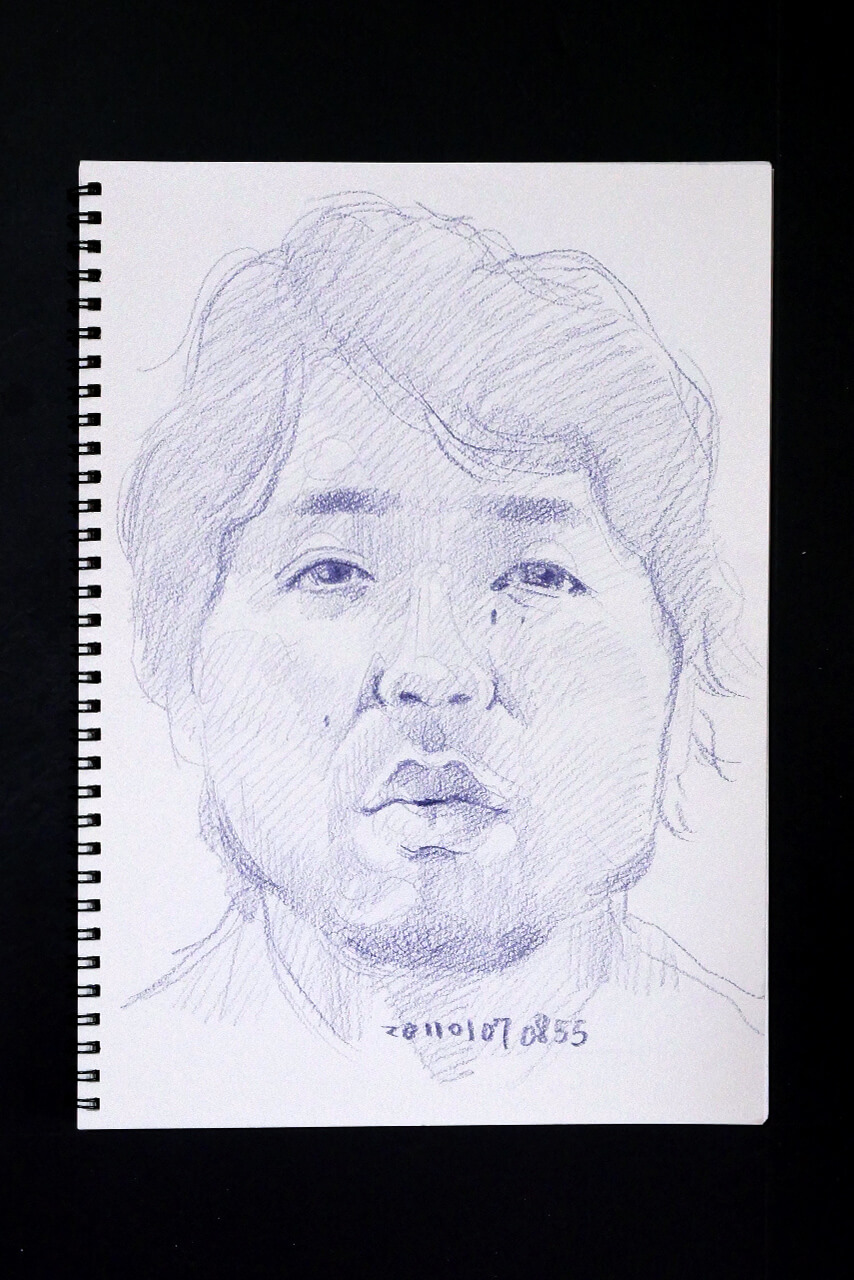 Contemporary artist SHINTAKU Tomoni's 2011/1/7 Self-portrait or pencil drawing