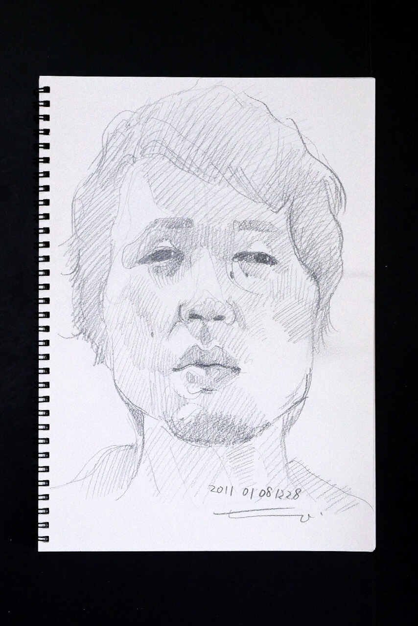 Contemporary artist SHINTAKU Tomoni's 2011/1/8 Self-portrait or pencil drawing