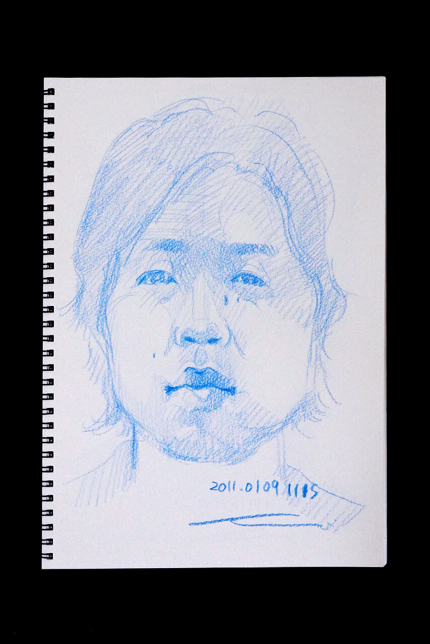 Contemporary artist SHINTAKU Tomoni's 2011/1/9 Self-portrait or pencil drawing