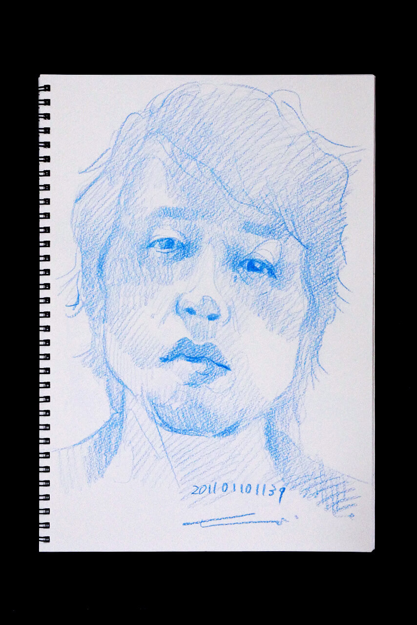 Contemporary artist SHINTAKU Tomoni's 2011/1/10 Self-portrait or pencil drawing