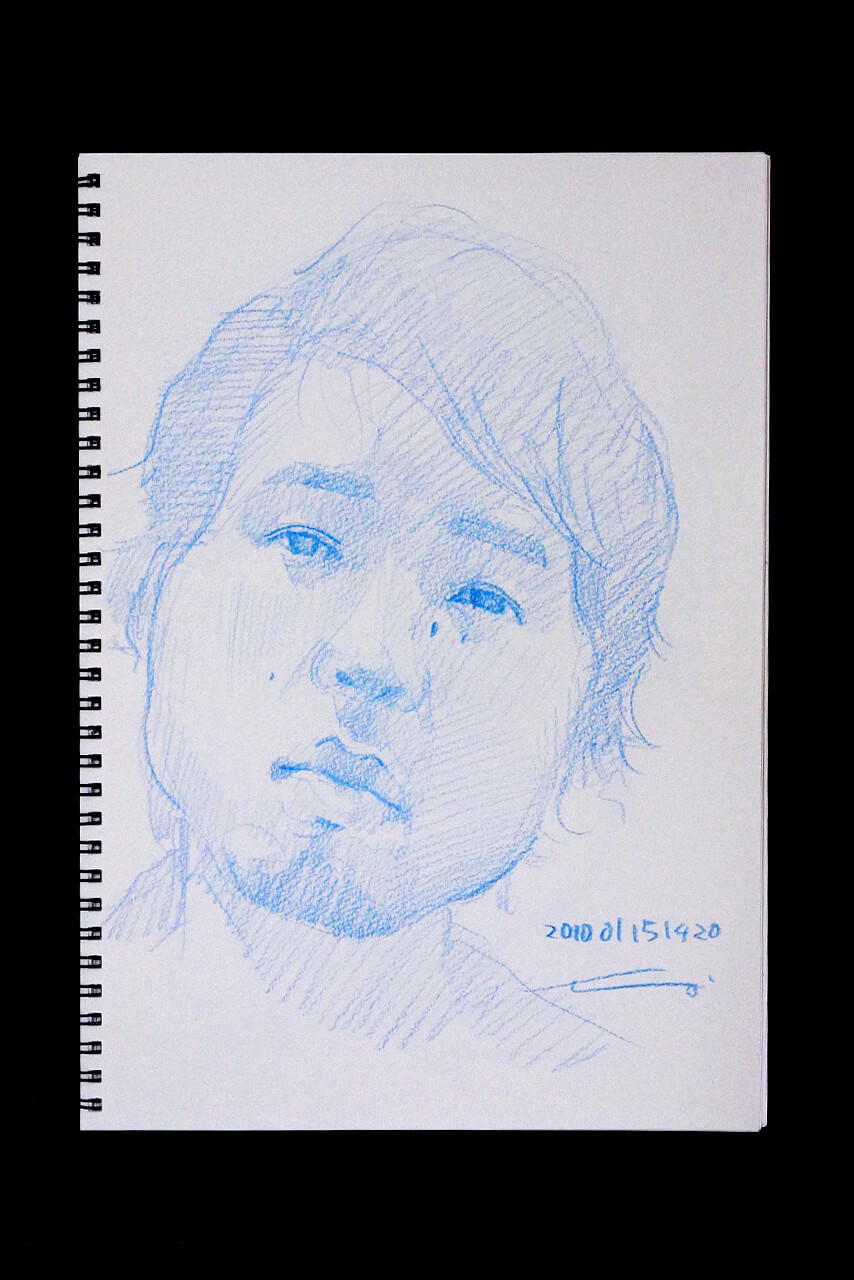 Contemporary artist SHINTAKU Tomoni's 2011/1/15 Self-portrait or pencil drawing