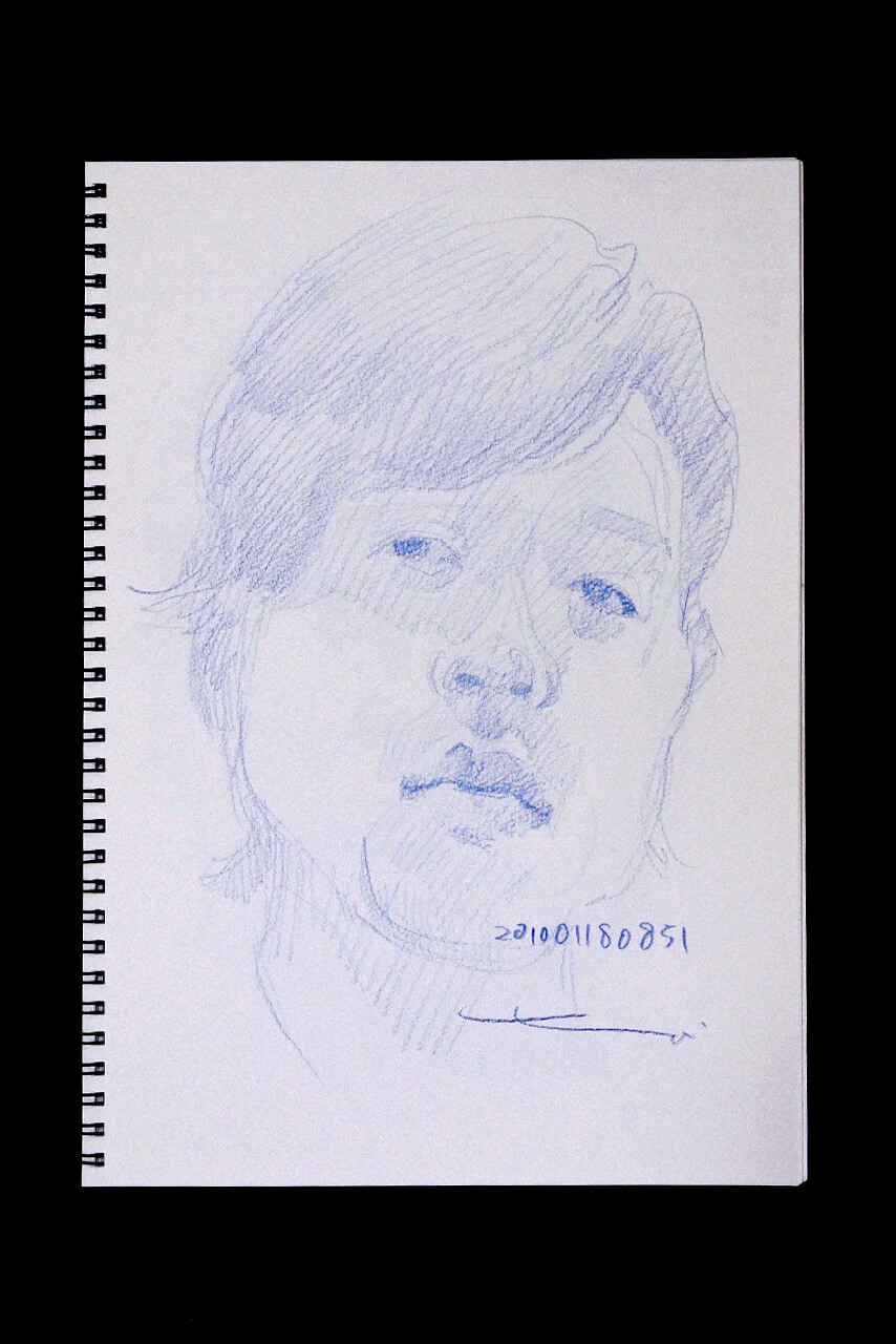 Contemporary artist SHINTAKU Tomoni's 2011/1/18 Self-portrait or pencil drawing