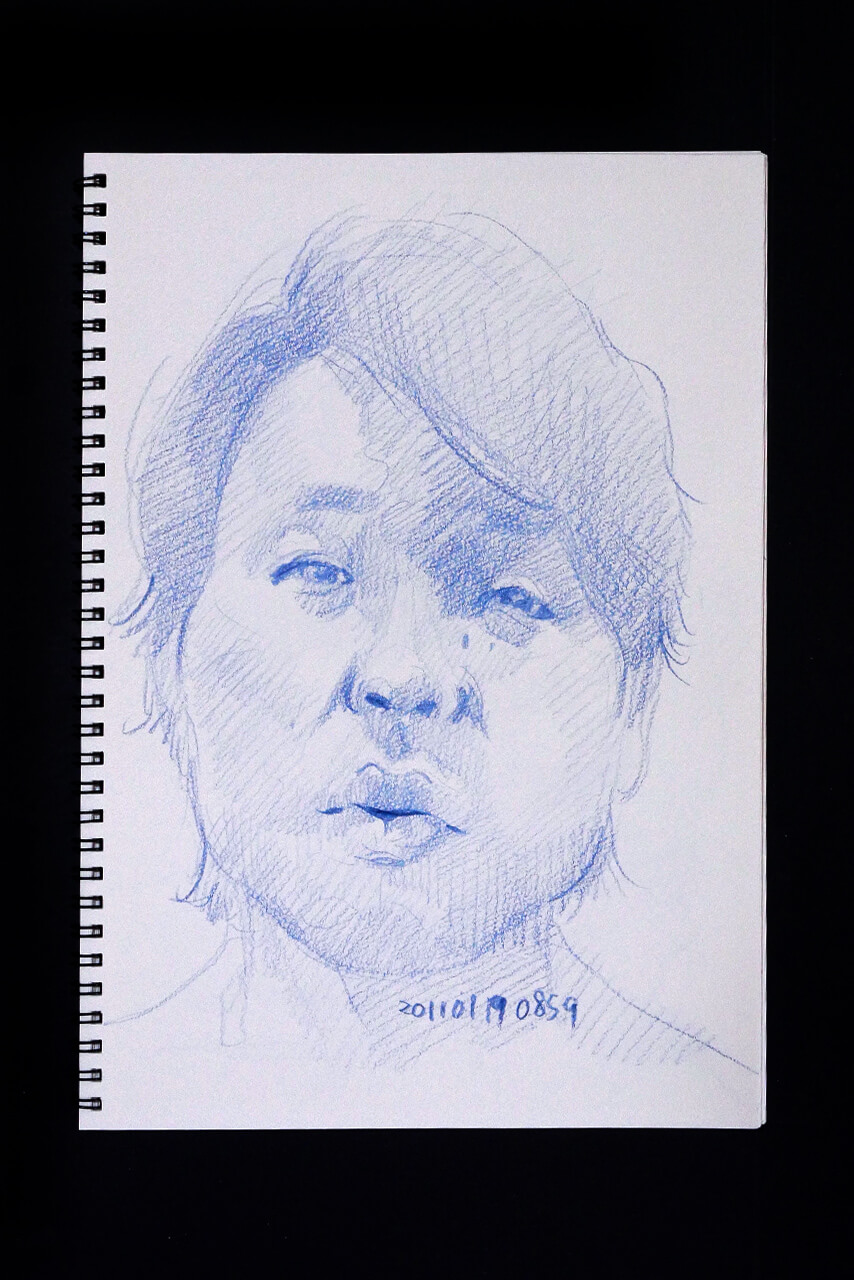 Contemporary artist SHINTAKU Tomoni's 2011/1/19 Self-portrait or pencil drawing