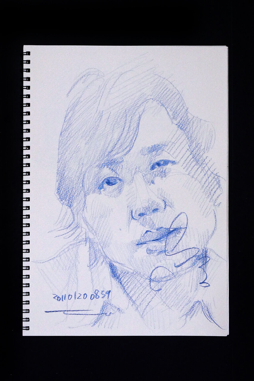 Contemporary artist SHINTAKU Tomoni's 2011/1/20 Self-portrait or pencil drawing