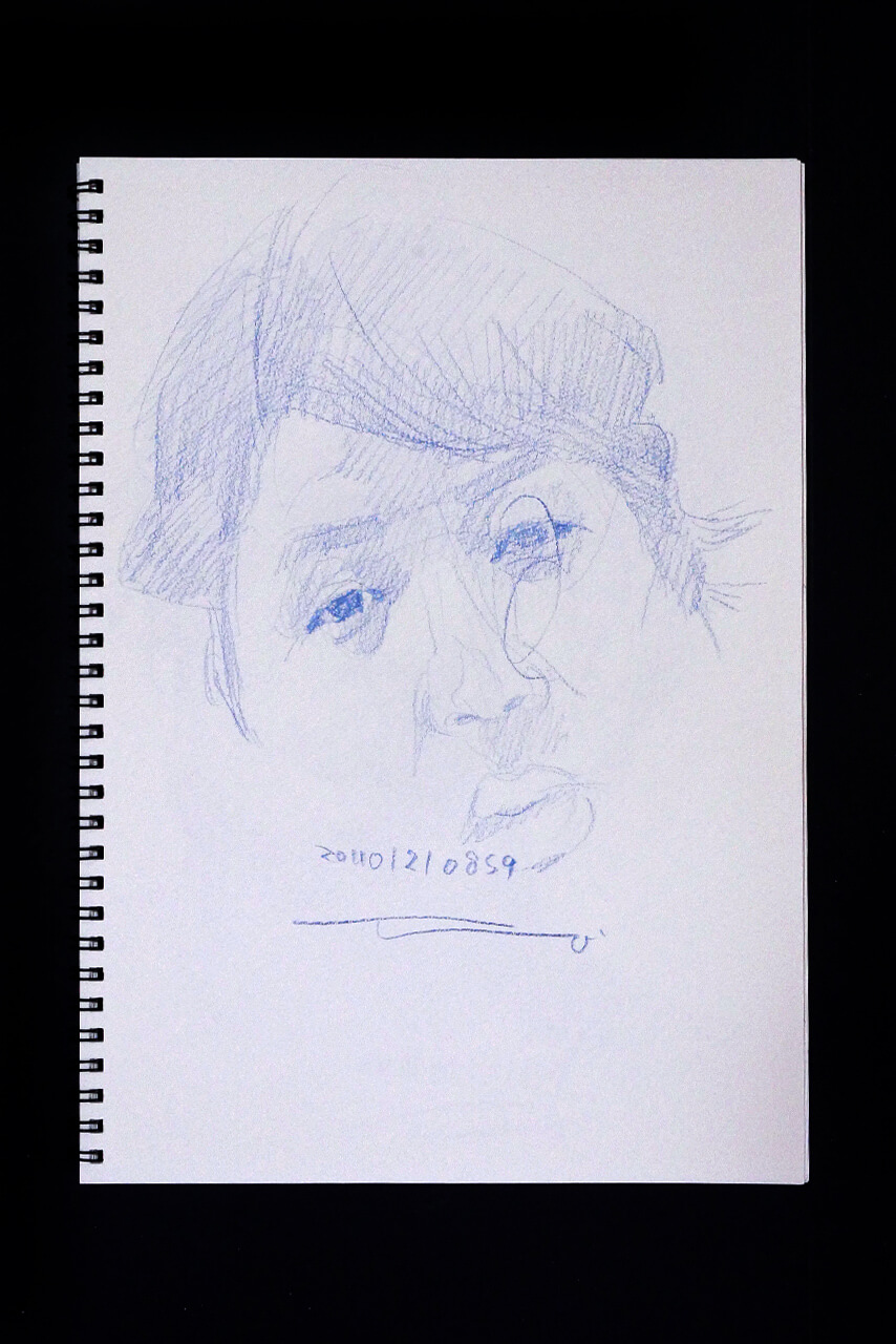Contemporary artist SHINTAKU Tomoni's 2011/1/21 Self-portrait or pencil drawing